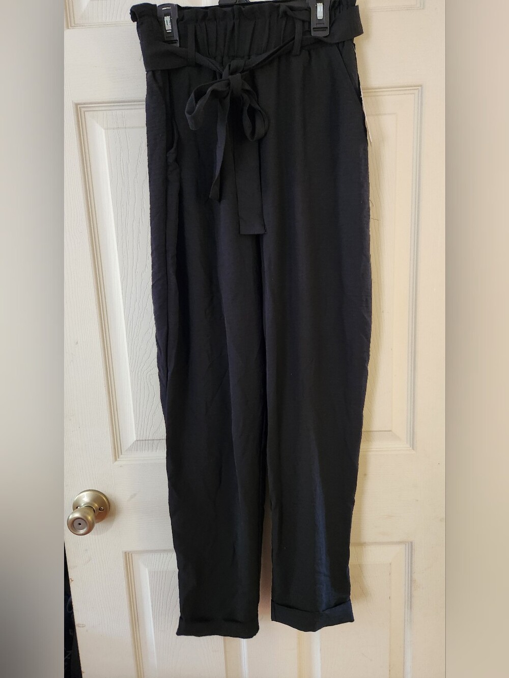 Kohl's Black Paperbag Waist Wide-Leg Pants